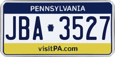 PA license plate JBA3527