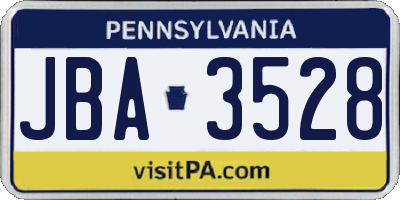 PA license plate JBA3528