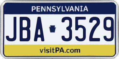 PA license plate JBA3529