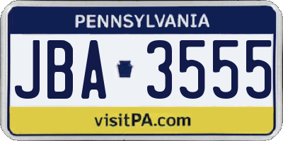PA license plate JBA3555