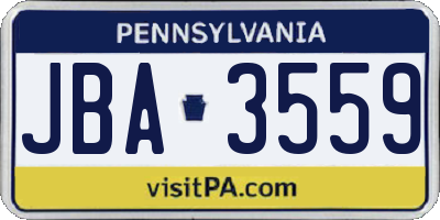 PA license plate JBA3559