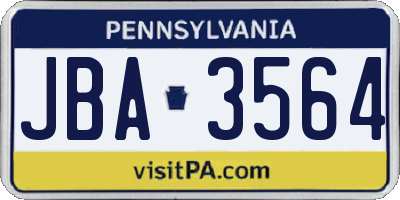 PA license plate JBA3564