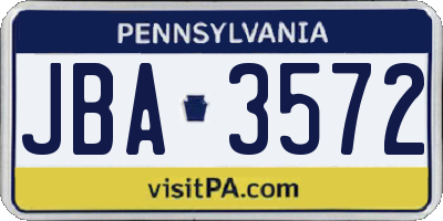 PA license plate JBA3572