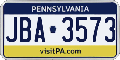 PA license plate JBA3573
