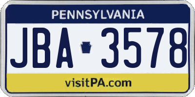 PA license plate JBA3578