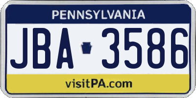 PA license plate JBA3586
