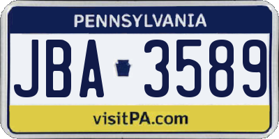 PA license plate JBA3589