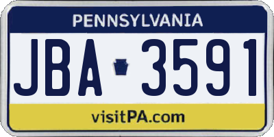 PA license plate JBA3591