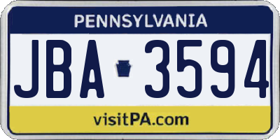 PA license plate JBA3594