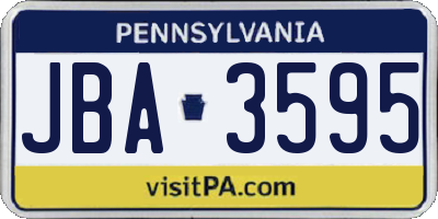 PA license plate JBA3595