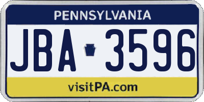 PA license plate JBA3596
