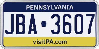 PA license plate JBA3607