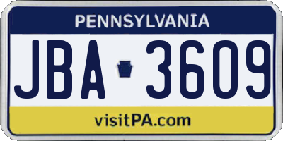 PA license plate JBA3609