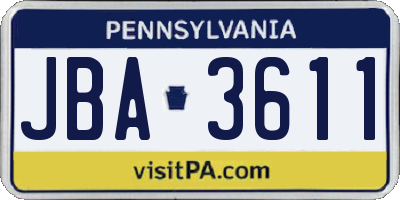PA license plate JBA3611
