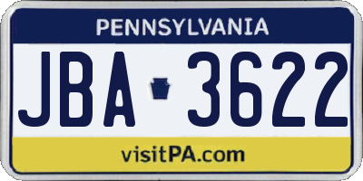 PA license plate JBA3622