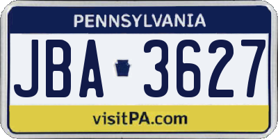 PA license plate JBA3627