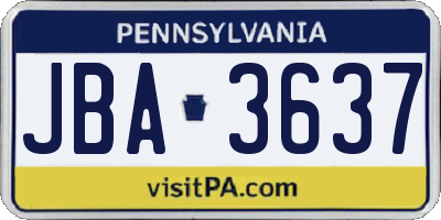 PA license plate JBA3637