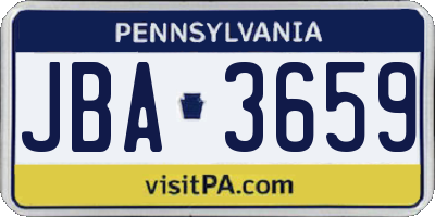 PA license plate JBA3659