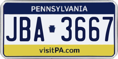 PA license plate JBA3667