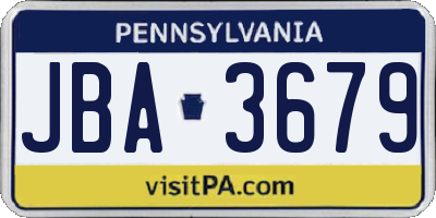 PA license plate JBA3679