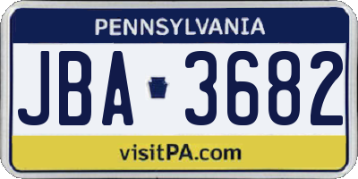 PA license plate JBA3682