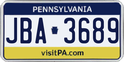 PA license plate JBA3689