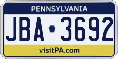 PA license plate JBA3692