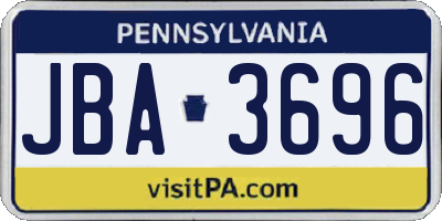 PA license plate JBA3696