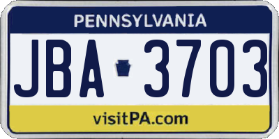 PA license plate JBA3703