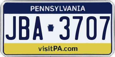 PA license plate JBA3707