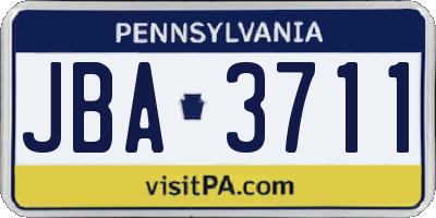 PA license plate JBA3711