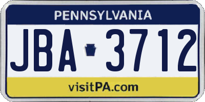 PA license plate JBA3712