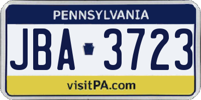 PA license plate JBA3723