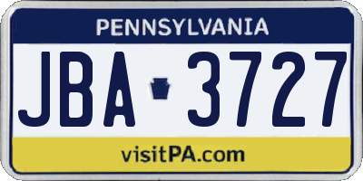 PA license plate JBA3727