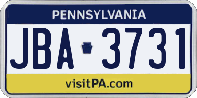 PA license plate JBA3731