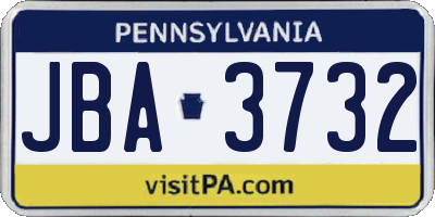 PA license plate JBA3732