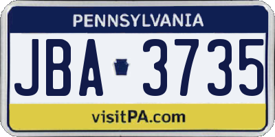 PA license plate JBA3735