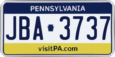 PA license plate JBA3737