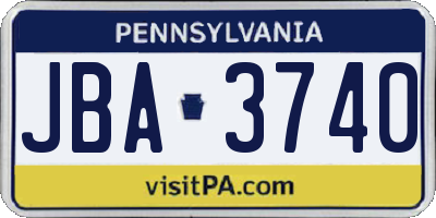 PA license plate JBA3740