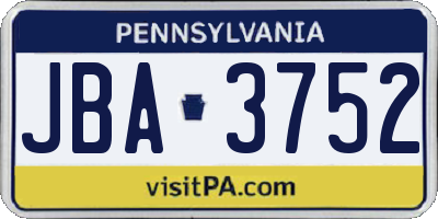 PA license plate JBA3752