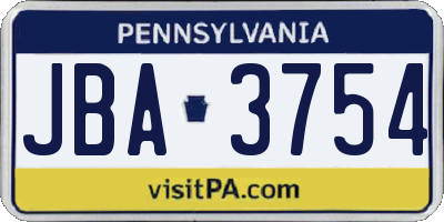 PA license plate JBA3754