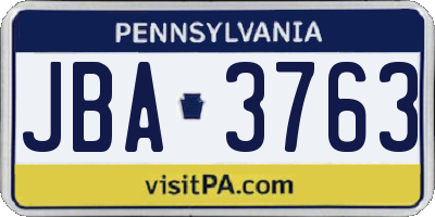 PA license plate JBA3763