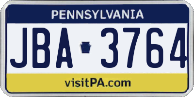 PA license plate JBA3764