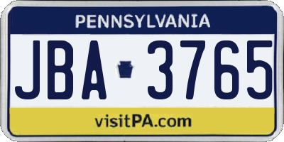 PA license plate JBA3765