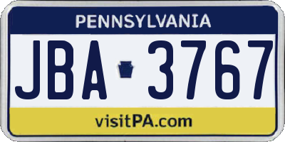PA license plate JBA3767