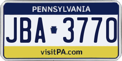 PA license plate JBA3770