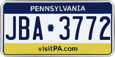 PA license plate JBA3772
