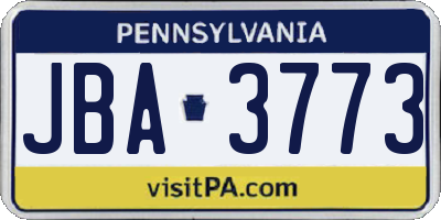 PA license plate JBA3773
