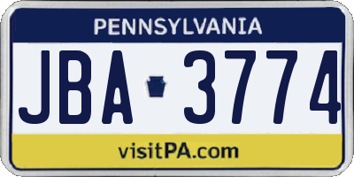 PA license plate JBA3774