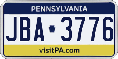 PA license plate JBA3776